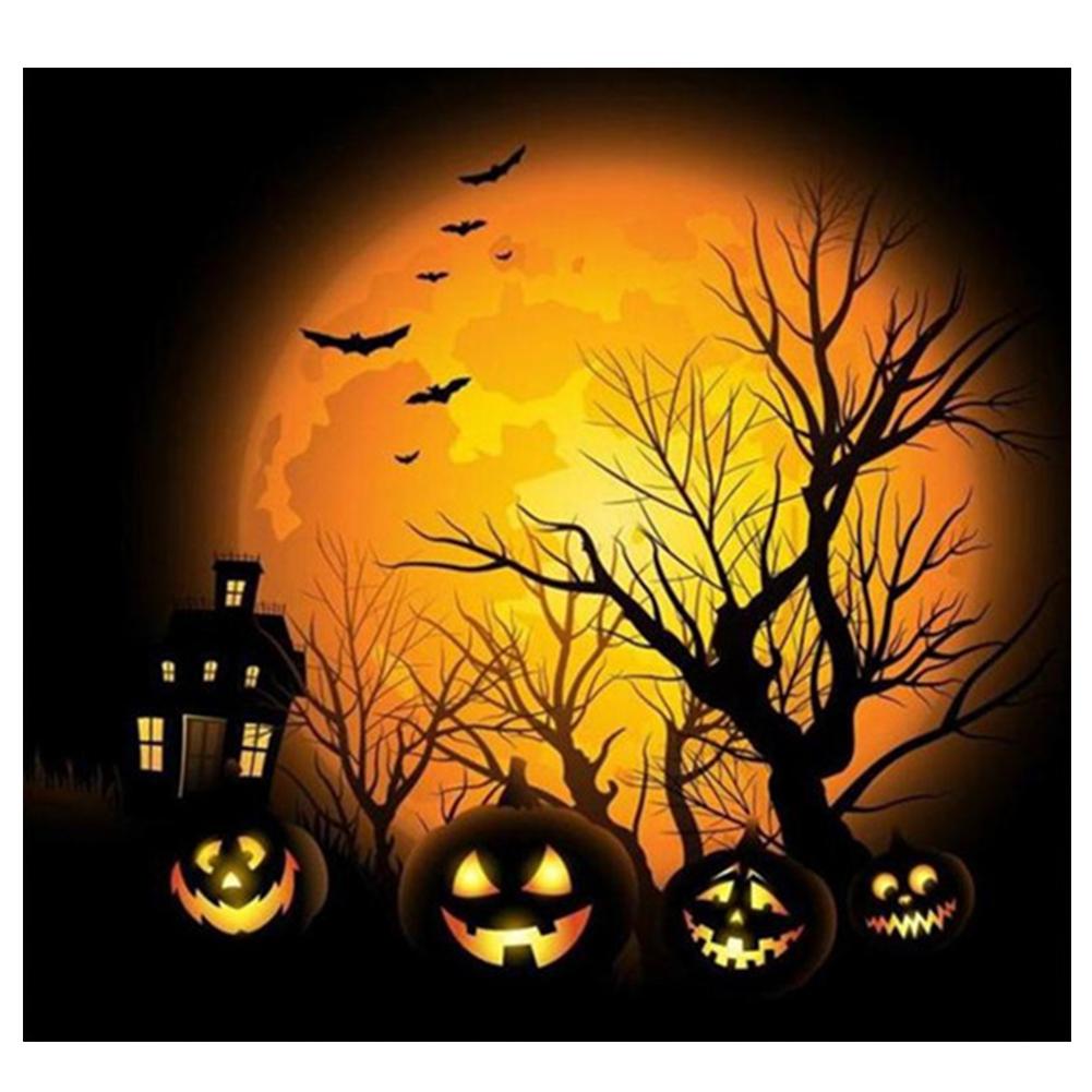 

30*30CM - Halloween Tree Pumpkin - Round Drill Diamond Painting, 501 Original