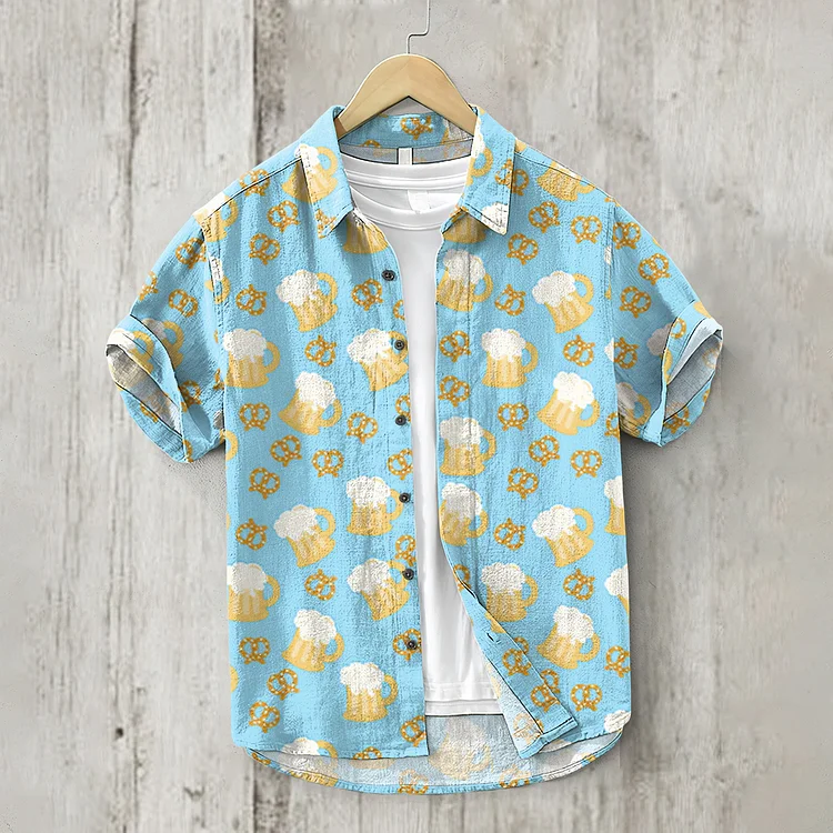 Oktoberfest Graphic Print Linen Blend Shirt