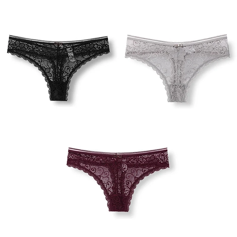 3pcs Woman Panties Sexy Lace Underwear For Women Lingerie Lady Lace T-back Female Thongs Wholesale Sexy Underpants For Women