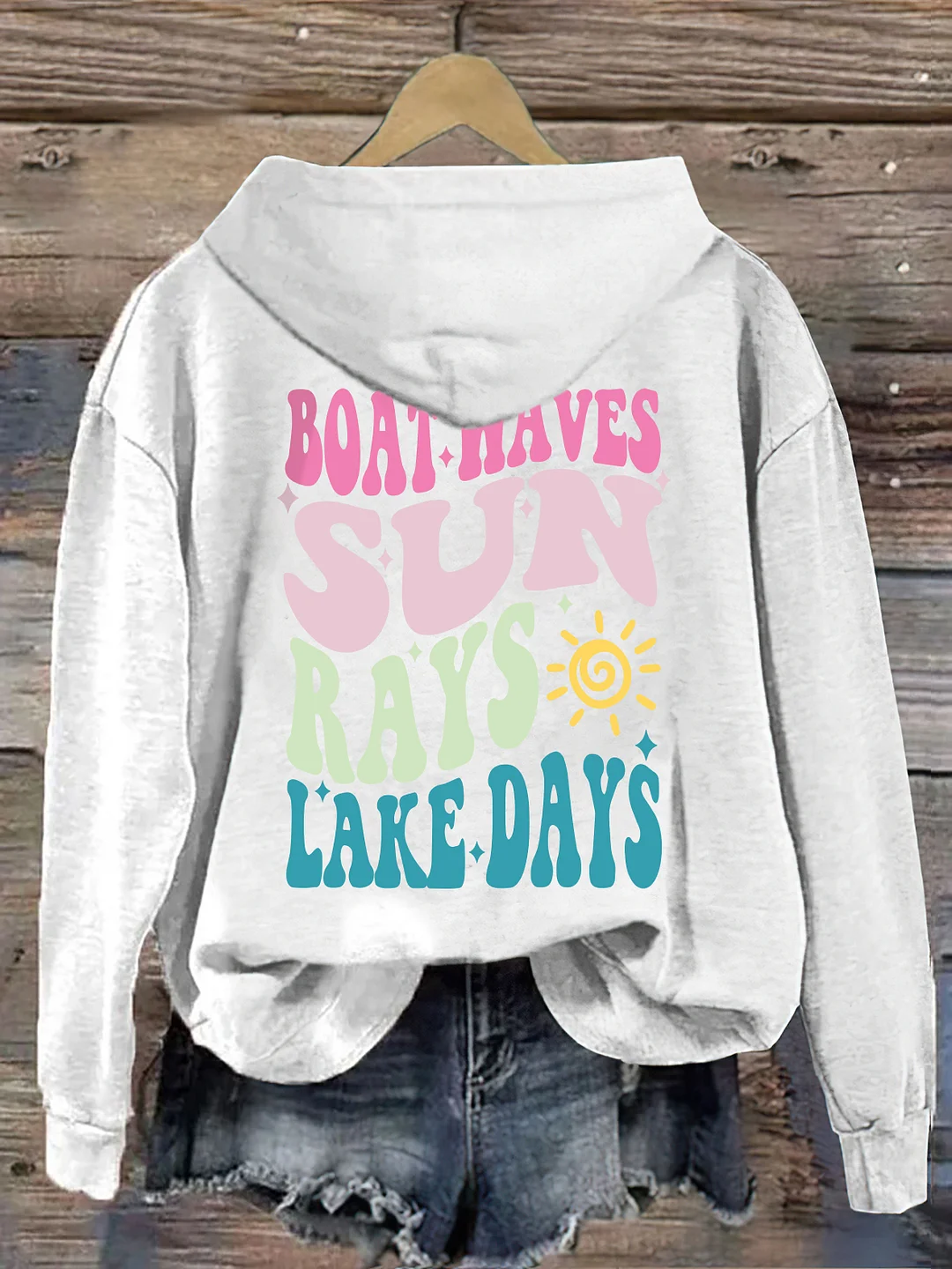 Boat Waves Sun Rays Lake Days Hoodie