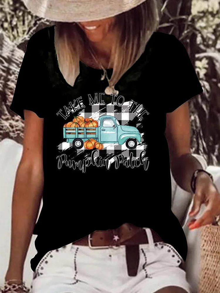 Take me to the pumpkin patch Raw Hem Tee-Annaletters