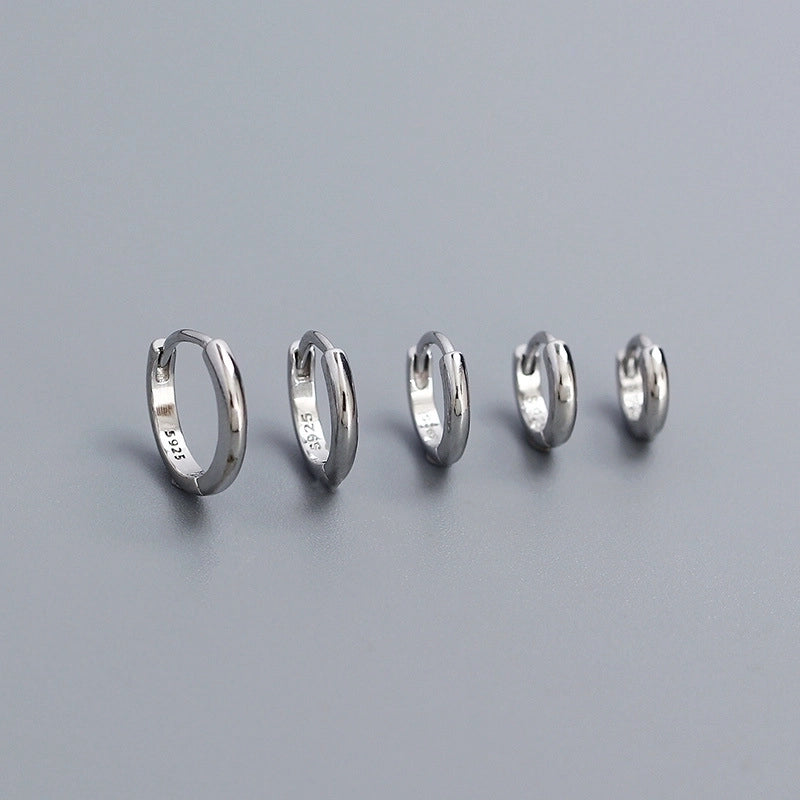 1 Pair 925 Sterling Silver Round Hoop Earrings