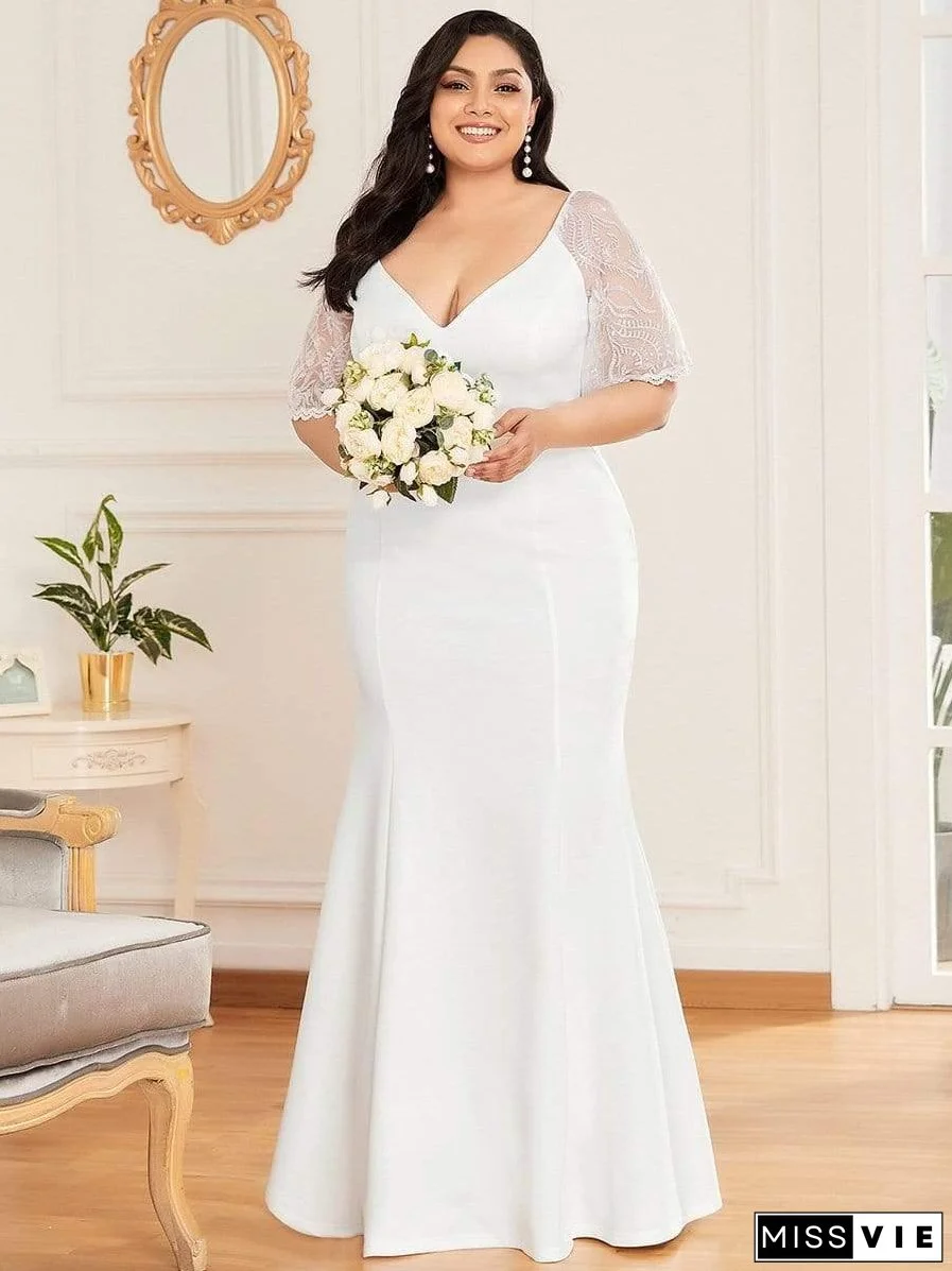 Elegant V Neck Fishtail Evening Gown for Curvy Women