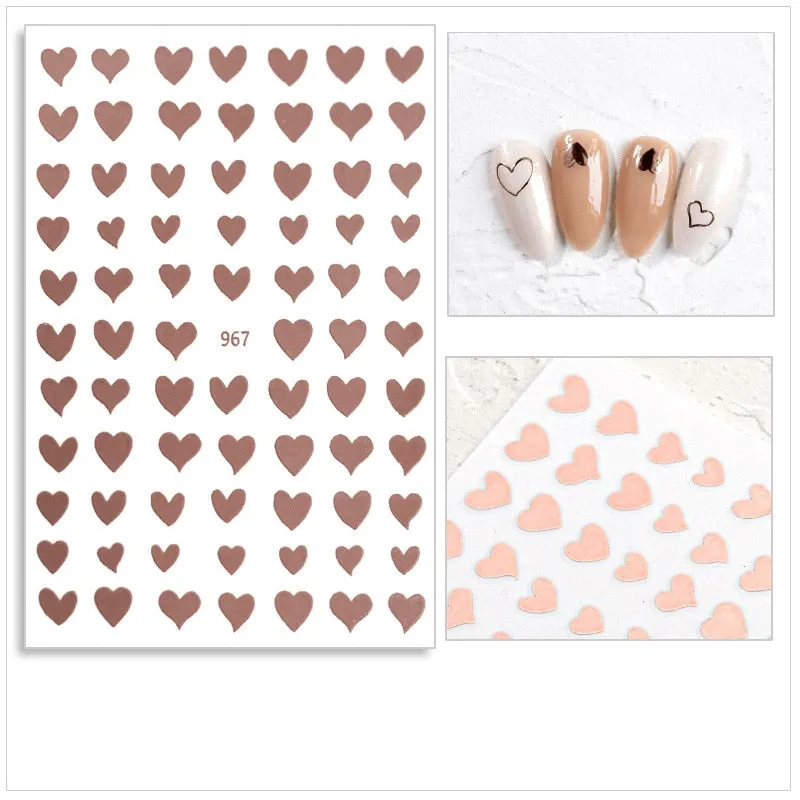 Black Red 3D Nail Sticker Self Adhesive Love Heart Star Butterfly Flower Nail Decals Slider DIY Nail Art Decoration-Nail Inspo