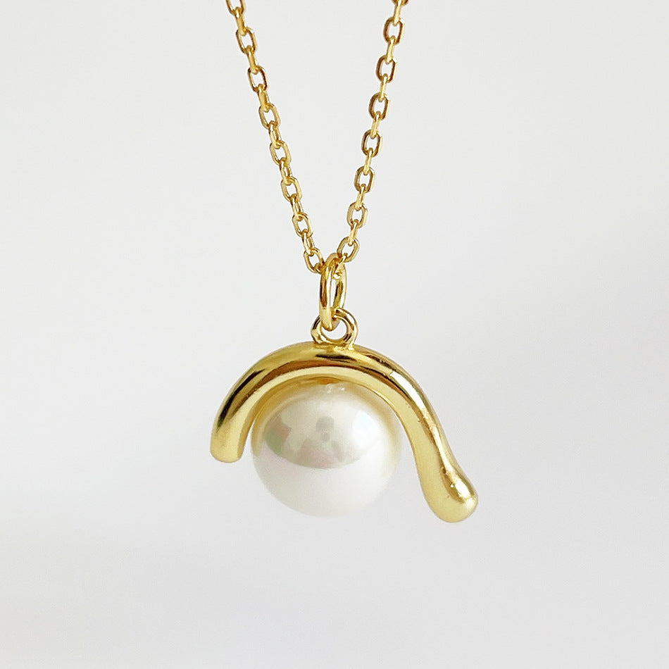 925 Sterling Silver Pearl Geometric Silver Necklaces