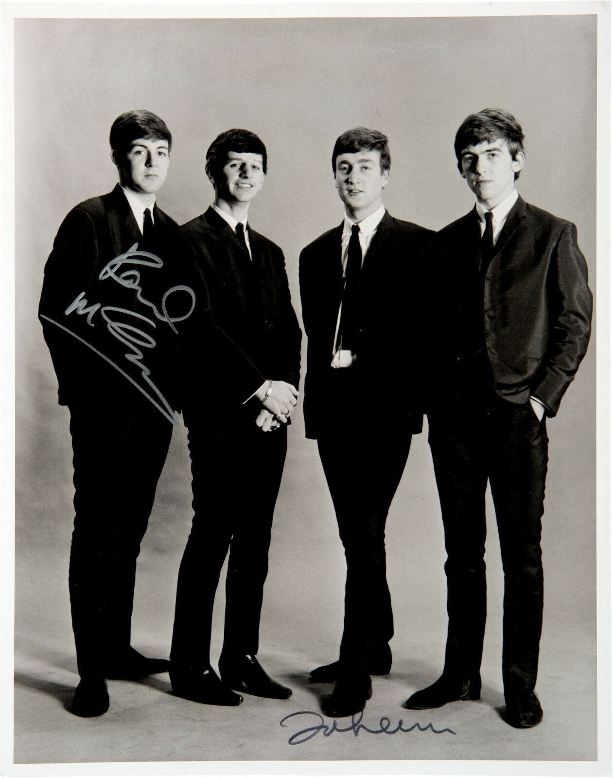 THE BEATLES Signed Group Photo Poster paintinggraph - John Lennon / Paul McCartney - preprint