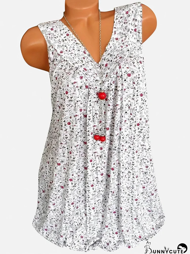 Floral Print V-neck Sleeveless Vest
