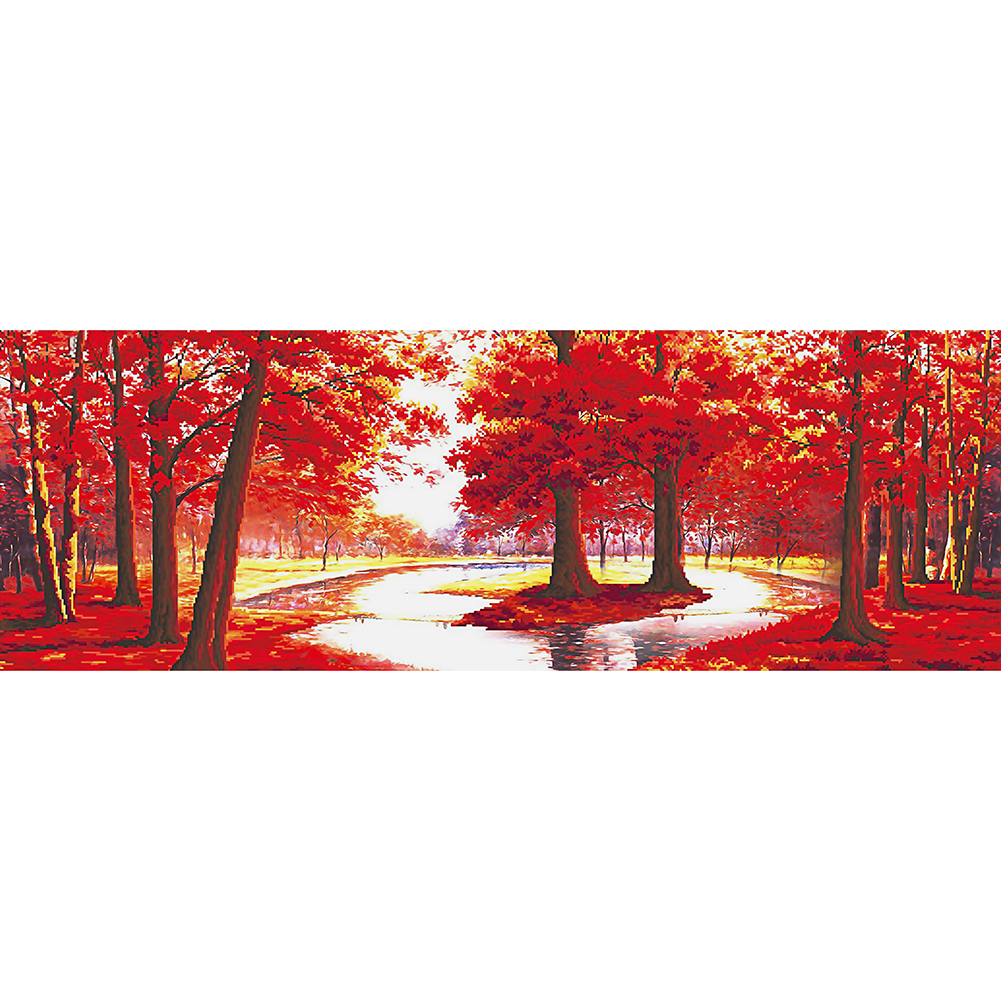 

80*30CM - Round Drill Diamond Painting - Red Tree, 501 Original