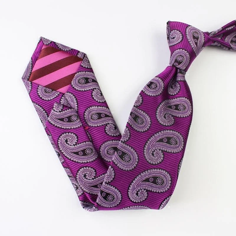 Cravate en soie violette à motif noix de cajou- SOIE PLUS