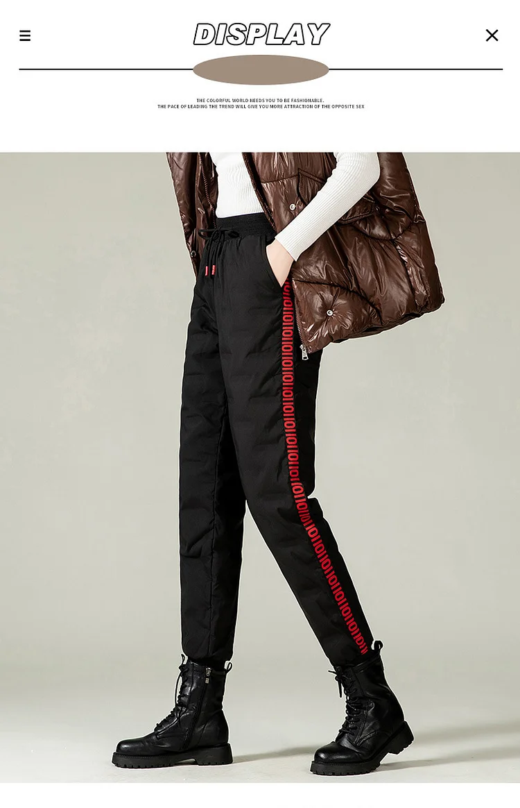 PASUXI New Super Warm Winter Quilted Pants Men Duck Ski Down Pants Custom Puffer Pants Men Zipper On The Lower Leg Pants huanwei