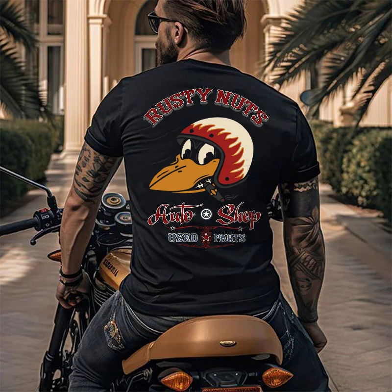 RUSTY NUTS AUTO SHOP Hot Rod Bird Print Men's T-shirt