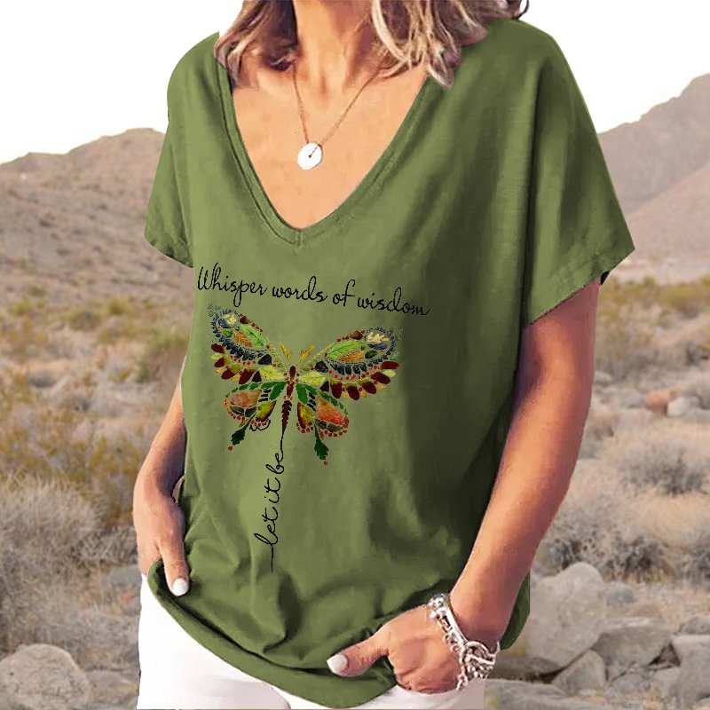 Whisper Words Of Wisdom Butterfly Printed Hippie T-shirt