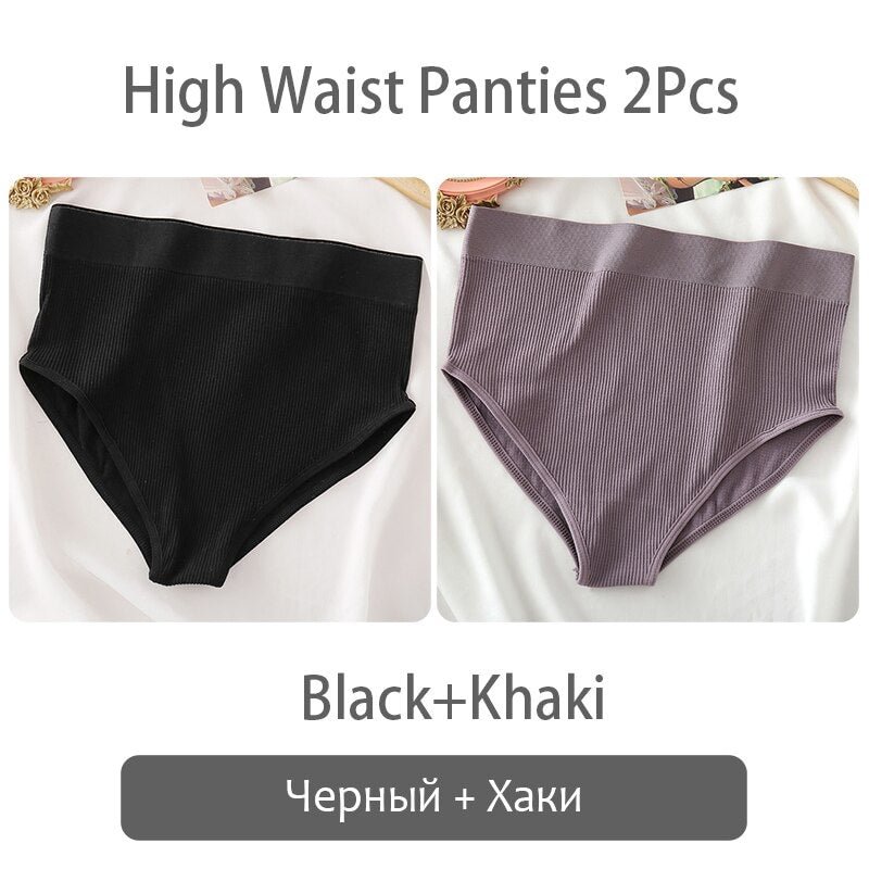 FINETOO Women High Waist Panties 2Pcs/set Seamless Shaper Underpants S-XL Girl Underwear Ladies Control Tummy Panty Lingerie New