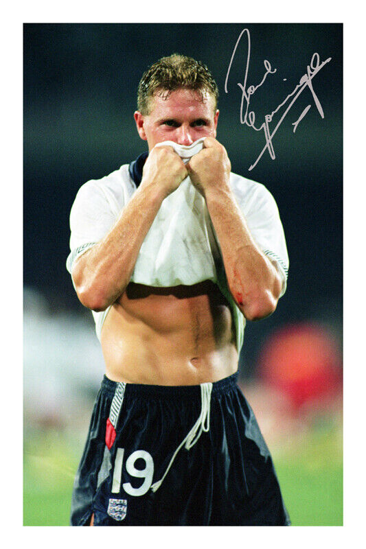 Paul 'Gazza' Gascoigne Signed Autograph Photo Poster painting Print England Football