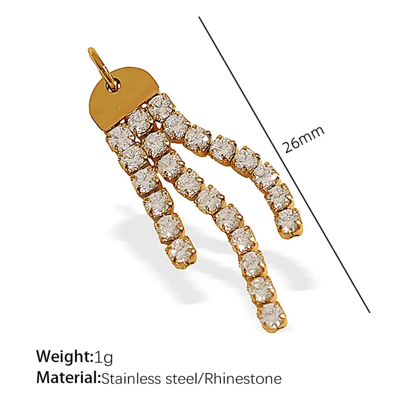 1 Piece 14.2*9.3mm 304 Stainless Steel Artificial Rhinestones 18K Gold Plated Moon Heart Shape Horseshoe Pendant Jewelry Accessories