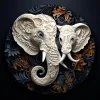 Diamond Painting -5D Full Round Drill White Elephant Relief