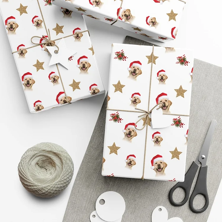 Custom Wrapping Paper from Pet Photo, Personalized Dog Christmas Wrapping Paper