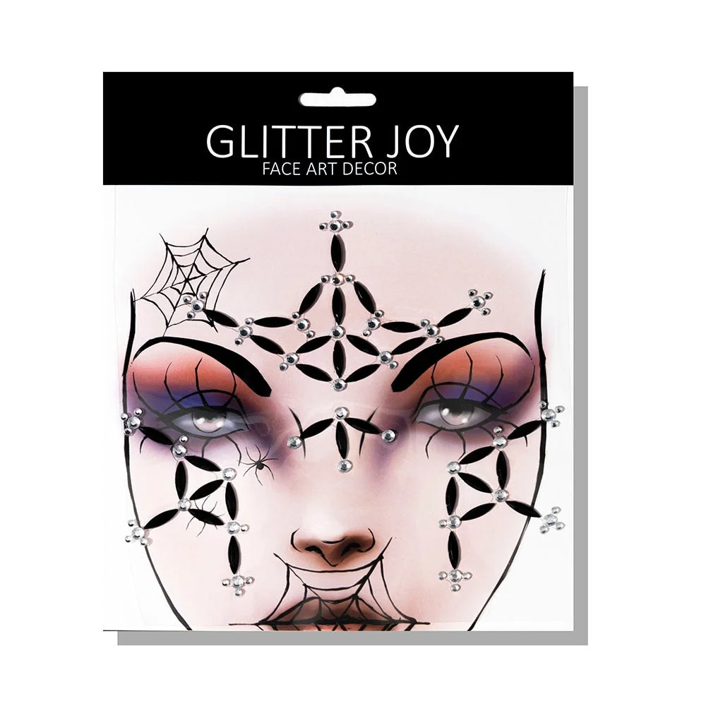 1 Pcs Halloween Body Art Makeup Party Festival Skull Bone Face Jewel Makeup Sticker For Carnival Night Clubbing Holiday Gift