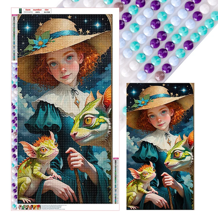 Girls And Dinosaurs 40*75CM (Canvas) Full Round Drill Diamond Painting gbfke