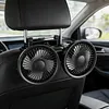 Rechargeable Dual Head Car Fan 3 Speeds 360 Degree Rotatable Vehicle Rear Headrest Fan for Universal Cars SUV Sedan Trucks