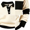 💥 2025 Hot Sale! Men's Button-Up Long Sleeve Striped Pullover Sweatshirt Quarter Zip Going Out Casual Color Block Sweatshirt, For Friends, Husband, Boyfriend Gifts, For Fall