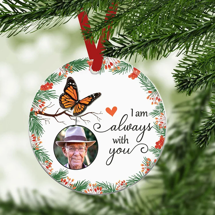 Personalized Photo Butterfly Ornament Always With You Memorial Ornament