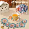 Kits de dessous de verre &agrave; motif animal 5d bricolage avec support pour la maison