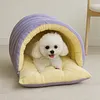 Warm Enclosed Cat Bed Cozy Plush Cats Tent Calming Pet Nest Cave for Cats Dogs