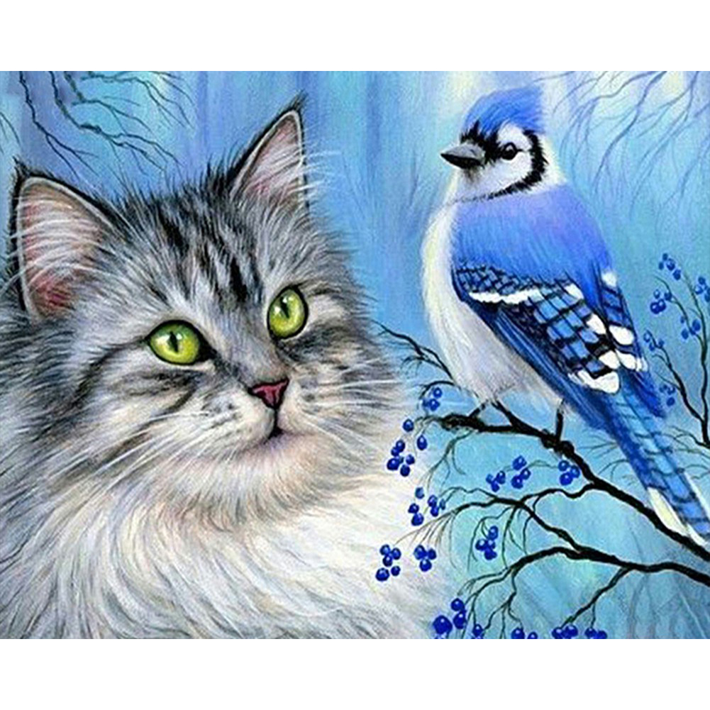 

Cat And Bird - Round Drill Diamond Painting - 50*40CM, 501 Original