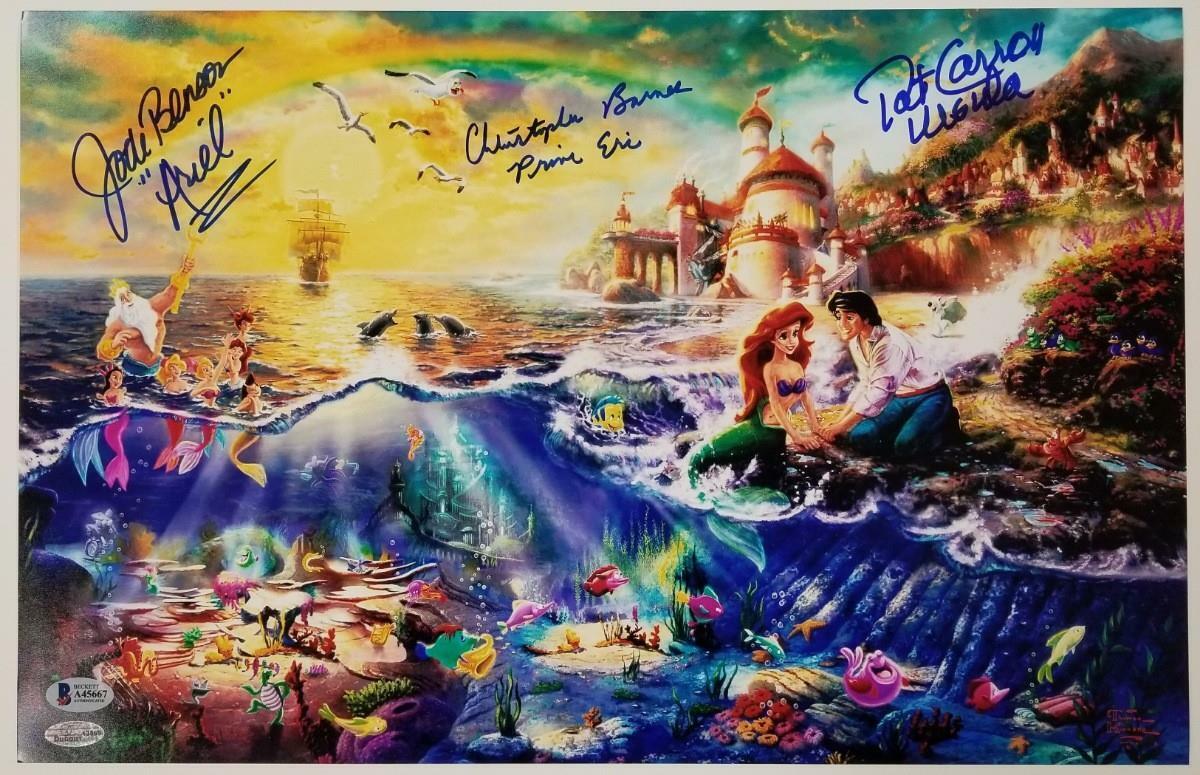 Little Mermaid Cast signed 11x17 Photo Poster painting Benson ~ Barnes ~ Carroll Beckett BAS COA