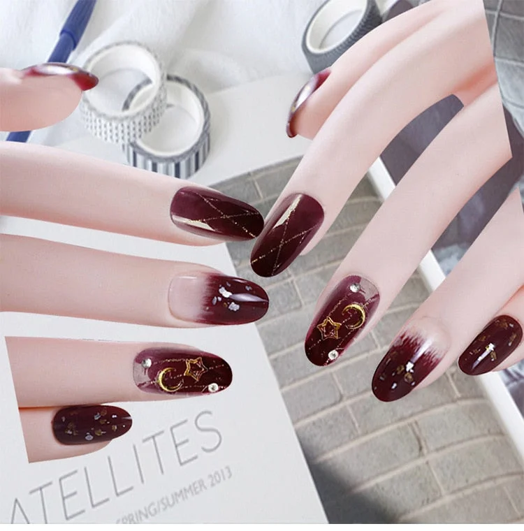 Fashion 24pc/set 10 Sizes Fake Nails Full Cover French False Nail Tips With Double-Sided Nail Adhesive Tab Press On Nails Art-Nail Inspo