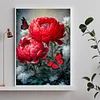 Papillon pivoine-plein diamant rond peinture-30 * 40cm