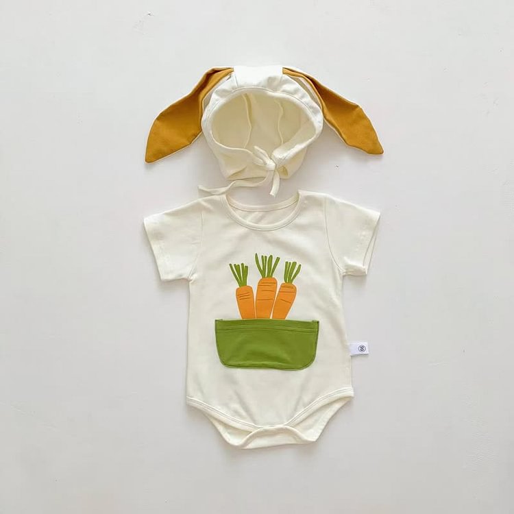Baby Carrot Bodysuit with Hat