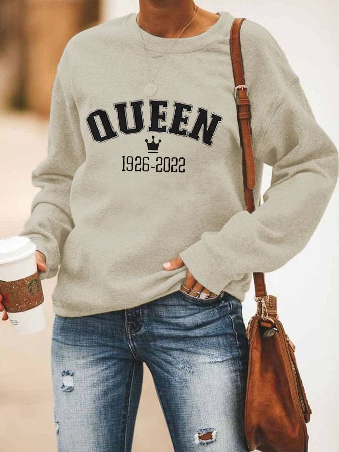 Women's Queen Of England Print Long Sleeve Sweatshirt