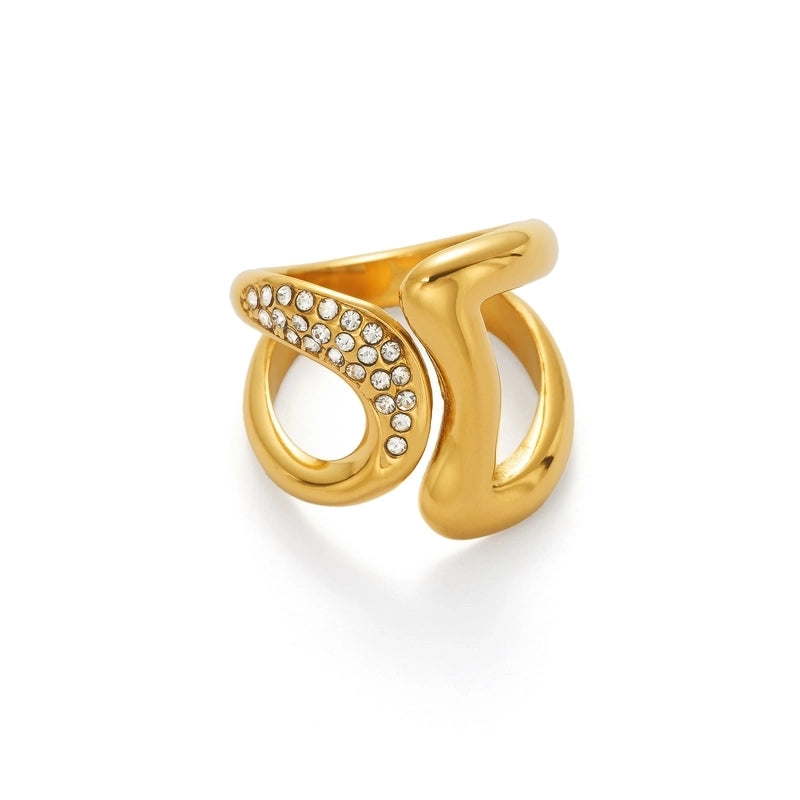 Casual Elegant Lady Geometric Titanium Steel Open Rings