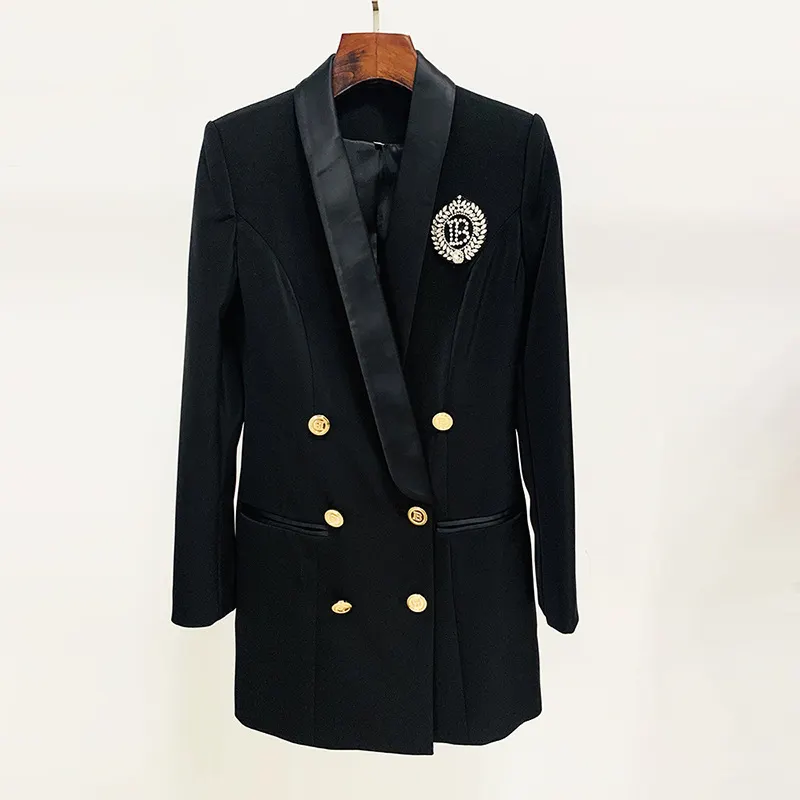 Nigikala Nigikala Star New Coat Dress Fashion Double-Dbutled Buckle Of The Verted-Faced Green Fruit Collar Long-Term Suit Dress