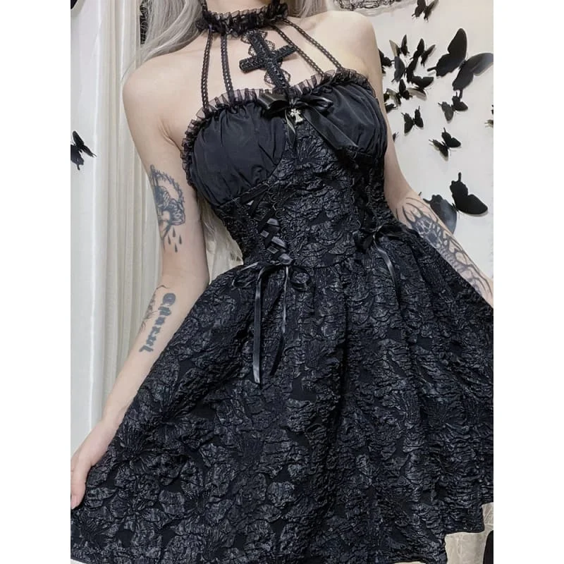Gothic Black Cross Dress ON83