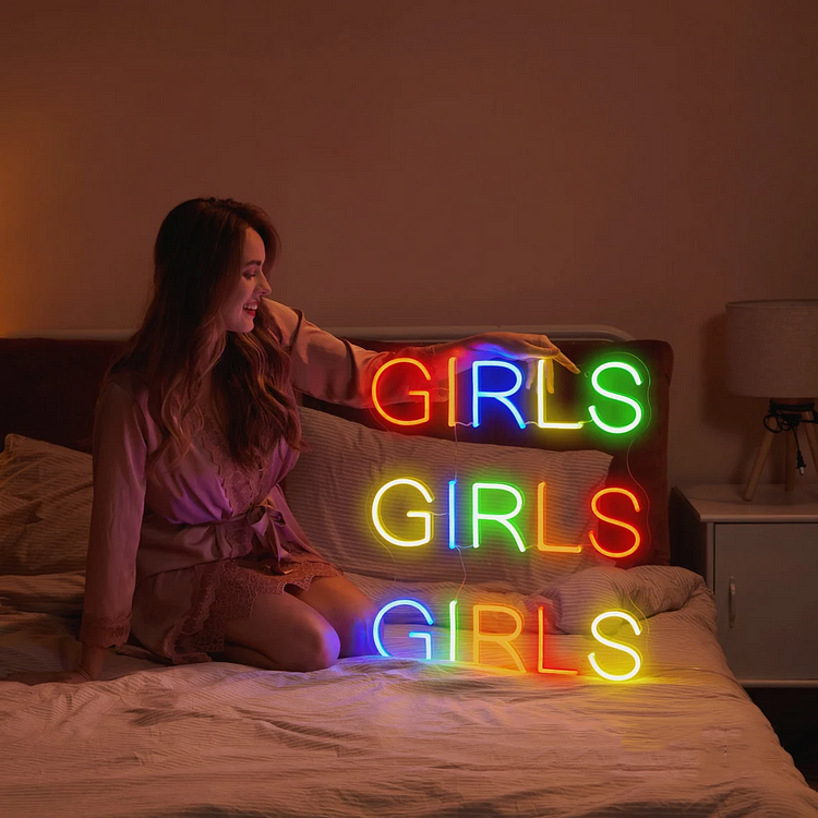 Girls Girls Girls Neon Sign Bedroom Custom Party Neon Sign Battery Operated Custom Neon Sign LED Light Wall Decor Neon Sign Dorm