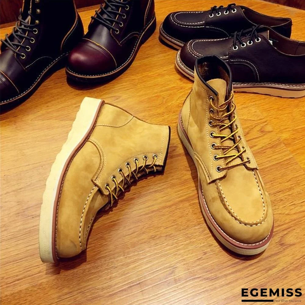 Vintage Men Boots Lace-Up Genuine Leather Boots Wing Men Handmade Work Travel Wedding Ankle Boots Casual Boots | EGEMISS