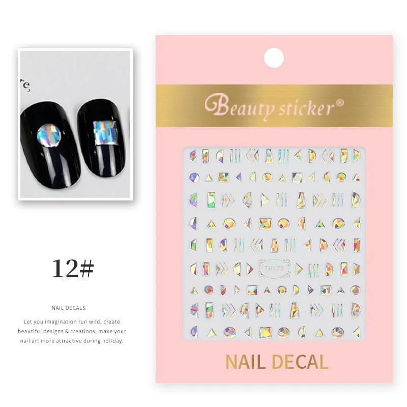 1 Sheet New Roman English Alphabet Number 3D Nail Stickers Christmas Animals iridescent Gold Silver Word Small Letters Nail