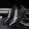 Leather Brogue Mens Flats Shoes Casual Handmade Men Oxfords Dress Shoes