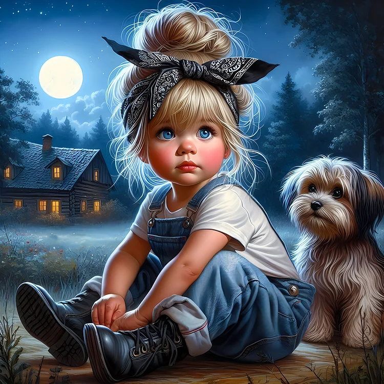 Cute Pet Girl 30*30CM (Canvas) Full Round Drill Diamond Painting gbfke