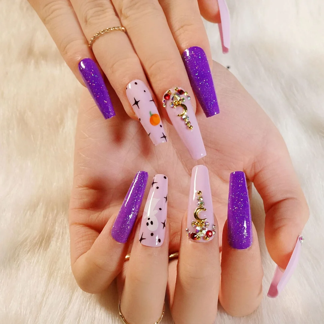 Fake Nails Halloween Long Style Full Cover Fake Nails DIY Glue Press On Nails Nail Supplies For Professionals-Nail Inspo