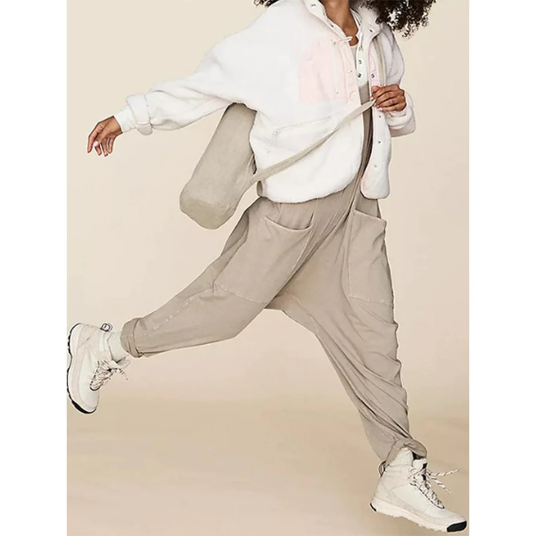 Uveng Uveng Women's Size Explosion Pure Color Zipper Bag With Body Fat Hip Pants