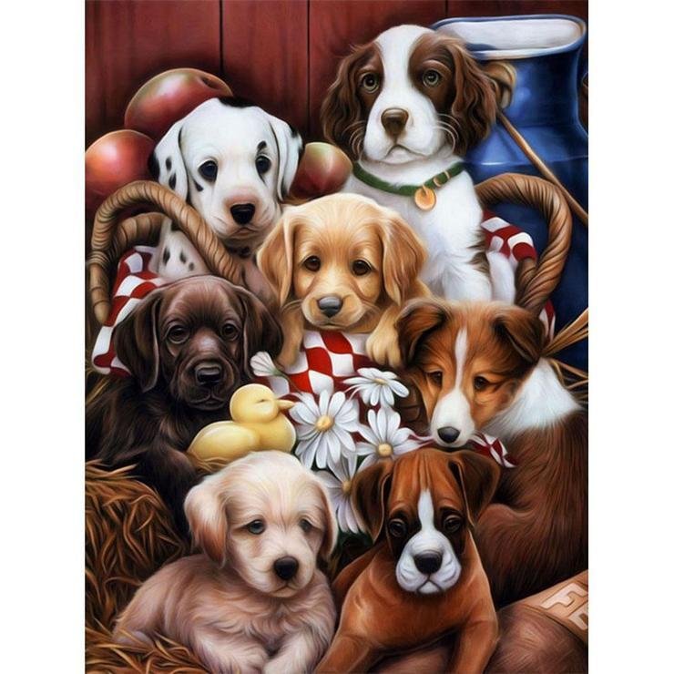 Dog Family 5D DIY Full Drill Diamond Painting