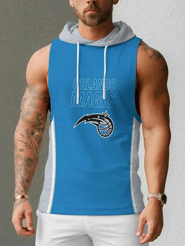Orlando Magic Men's Casual Comfy Sleeveless Hooded Tank Top