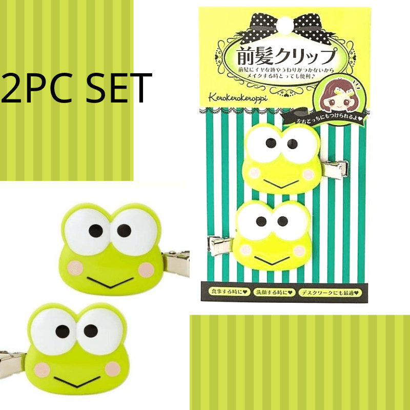 Cute Kawaii SANRIO Kero Kero Keroppi Frog Hair Clip Bangs Clip Set 2PC Set Relief Design Japan Original A Cute Shop - Inspired by You For The Cute Soul 