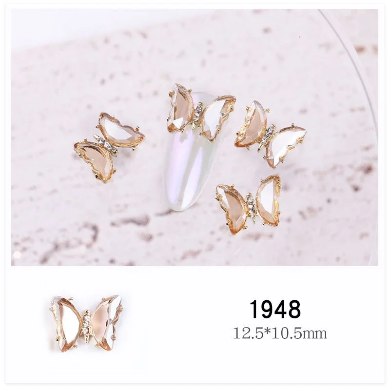 Crystal Butterfly Nail Art Decorations Transparent 3D Aurora Diamond Nail Jewelry for False Nails Nail DIY Decorations-Nail Inspo
