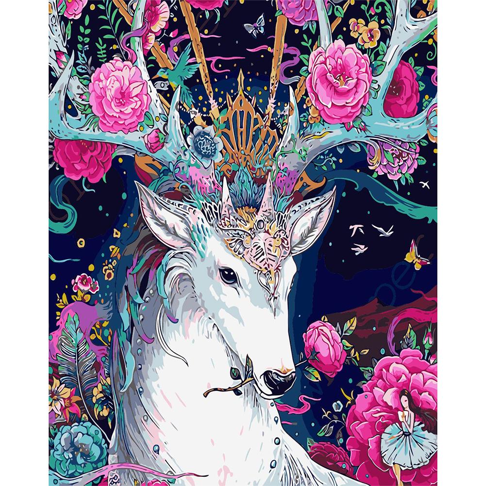 

40*50CM Paint By Numbers-Flower Deer, 501 Original