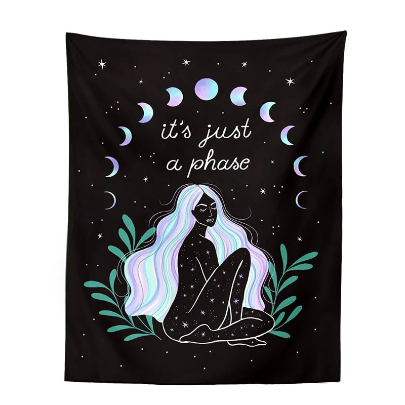 Indian Moon Phase Girl Mandala Tapestry Wall Hanging Boho decor macrame hippie Witchcraft Tapestry wall decoration cloth